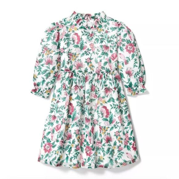 Janie and Jack Floral Puff Sleeve Ruffle Collar Dress Size 6 - Picture 1 of 6